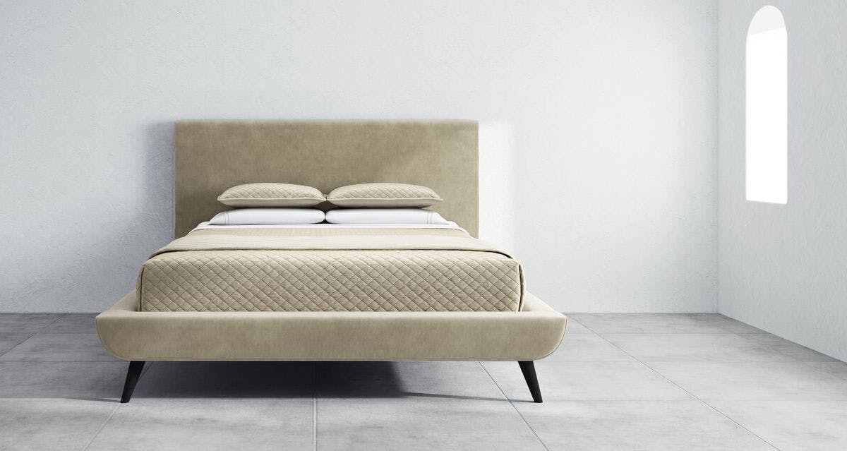 saatva porto bed frame with curved details