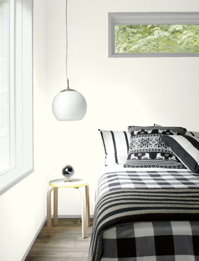 Simply White paint color seen on bedroom wall