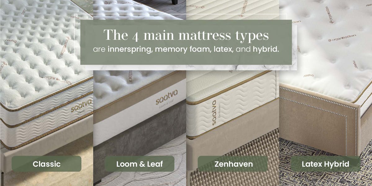 the four main mattress types shown side by side