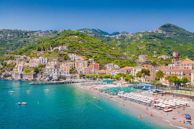 View of Minori, a seaside town on the Amalfi Coast