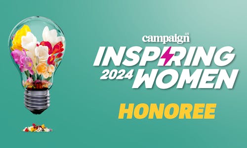 Shari Ajayi's Campaign US 2024 honoree badge featuring a lightbulb filled with colorful flowers