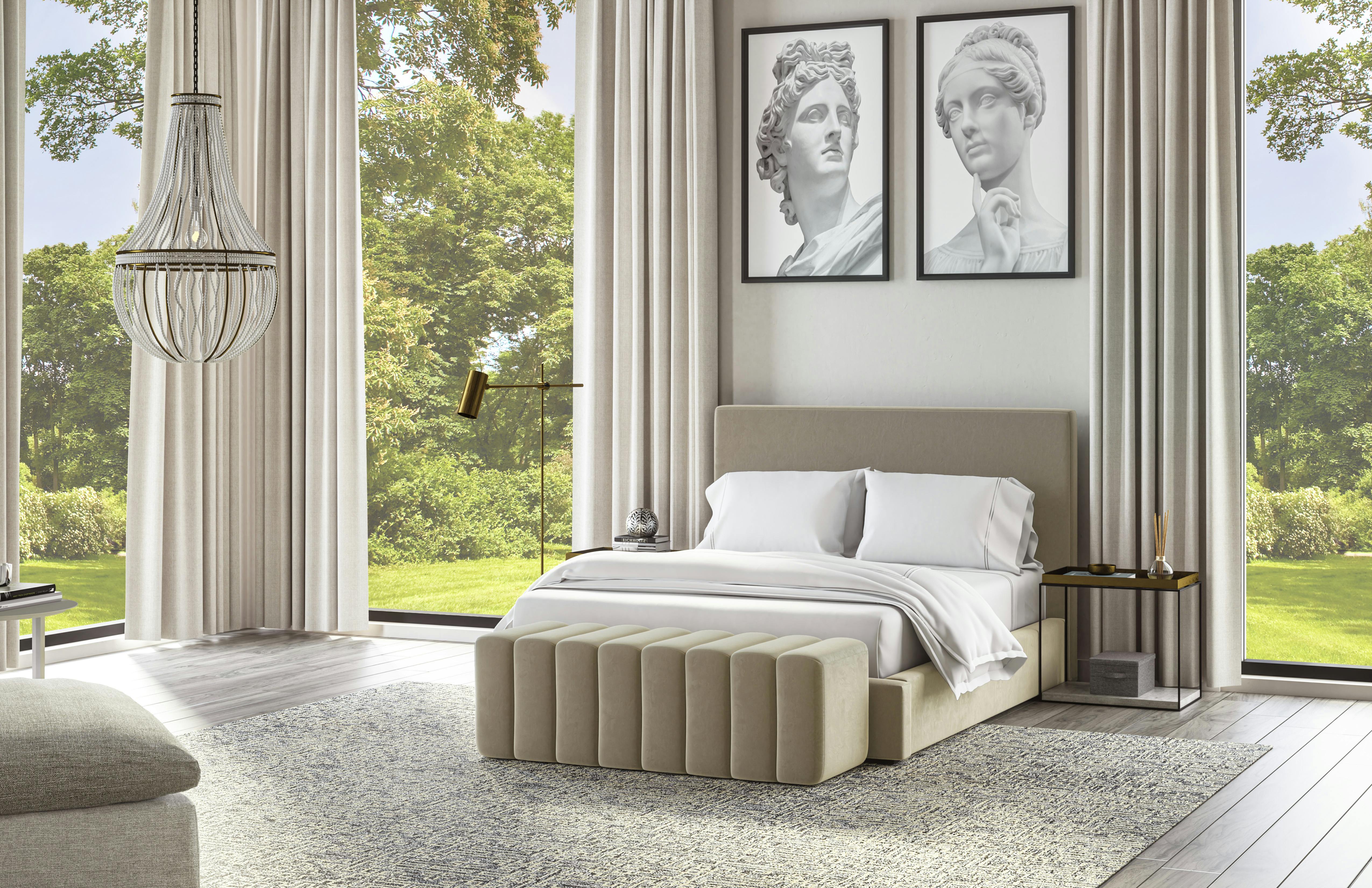 Featuring a tailored channel design, the Brienne Ottoman adds a decadent accent to the room. 