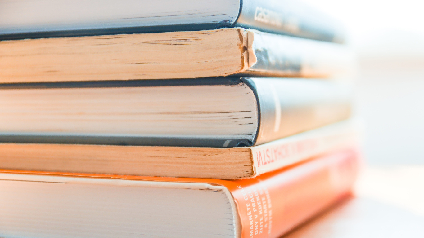 Stack of books on a table