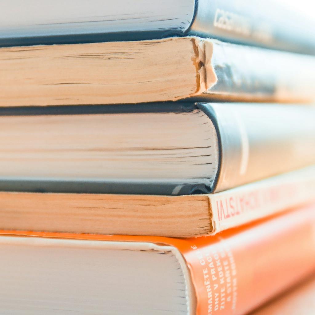 Stack of books on a table