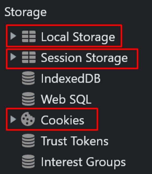 cookies, local storage &amp; session storage chrome