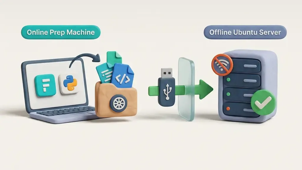 How to install a Frappe app on an offline Ubuntu server without internet access