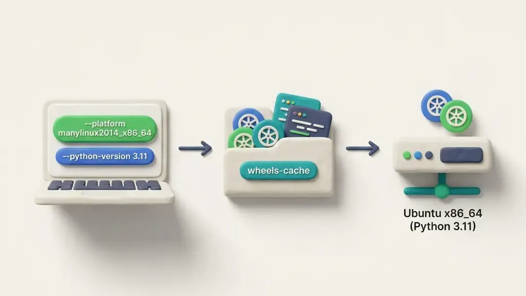 Architecture matching and pre-downloading Python wheel dependencies