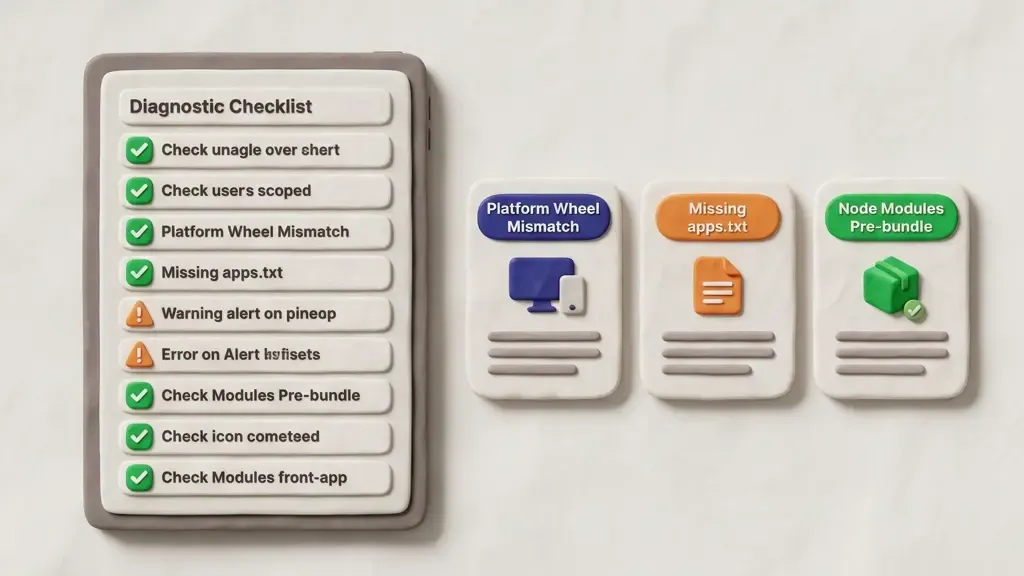 Diagnostic checklist and troubleshooting matrix for offline Frappe deployments