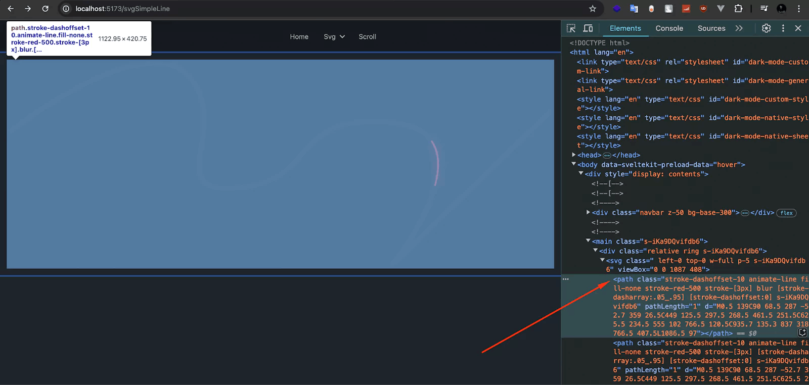 Select Path of SVG from Inspect Element