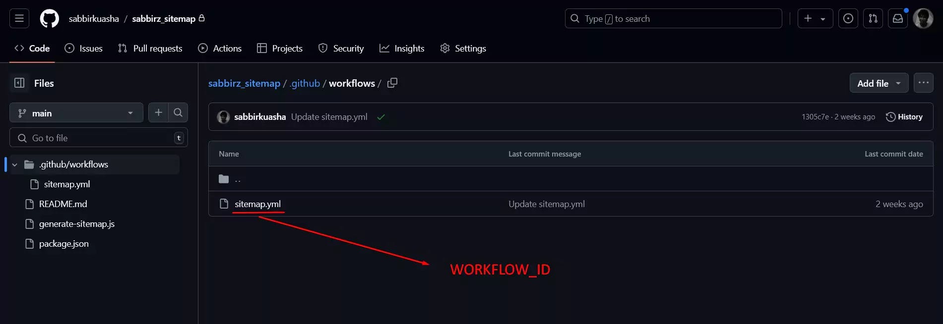 github workflow id