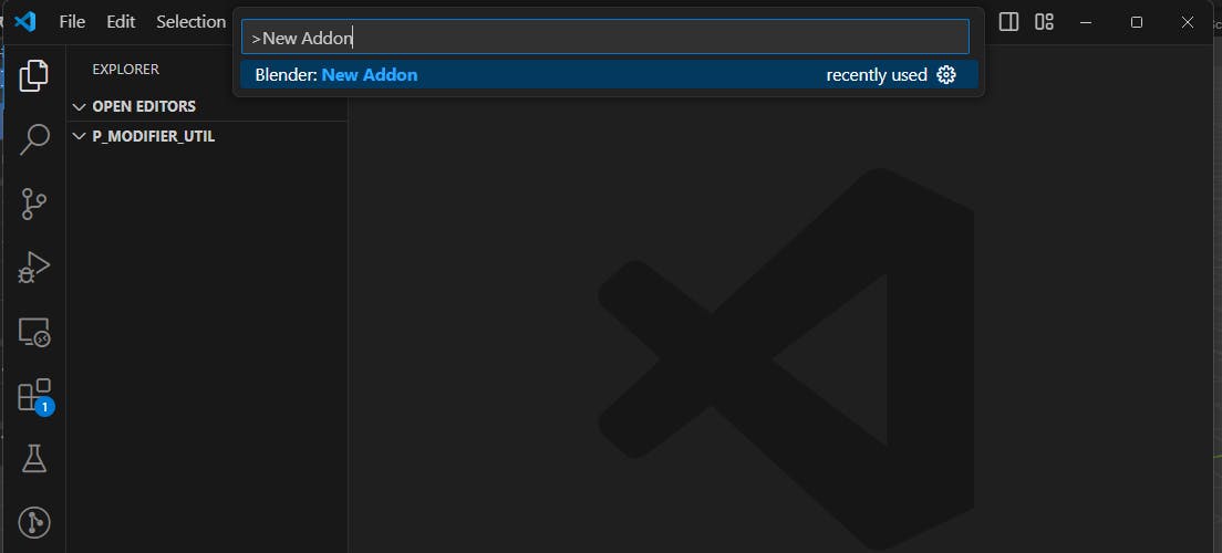 Search for New Addon in VS Code Command Palette