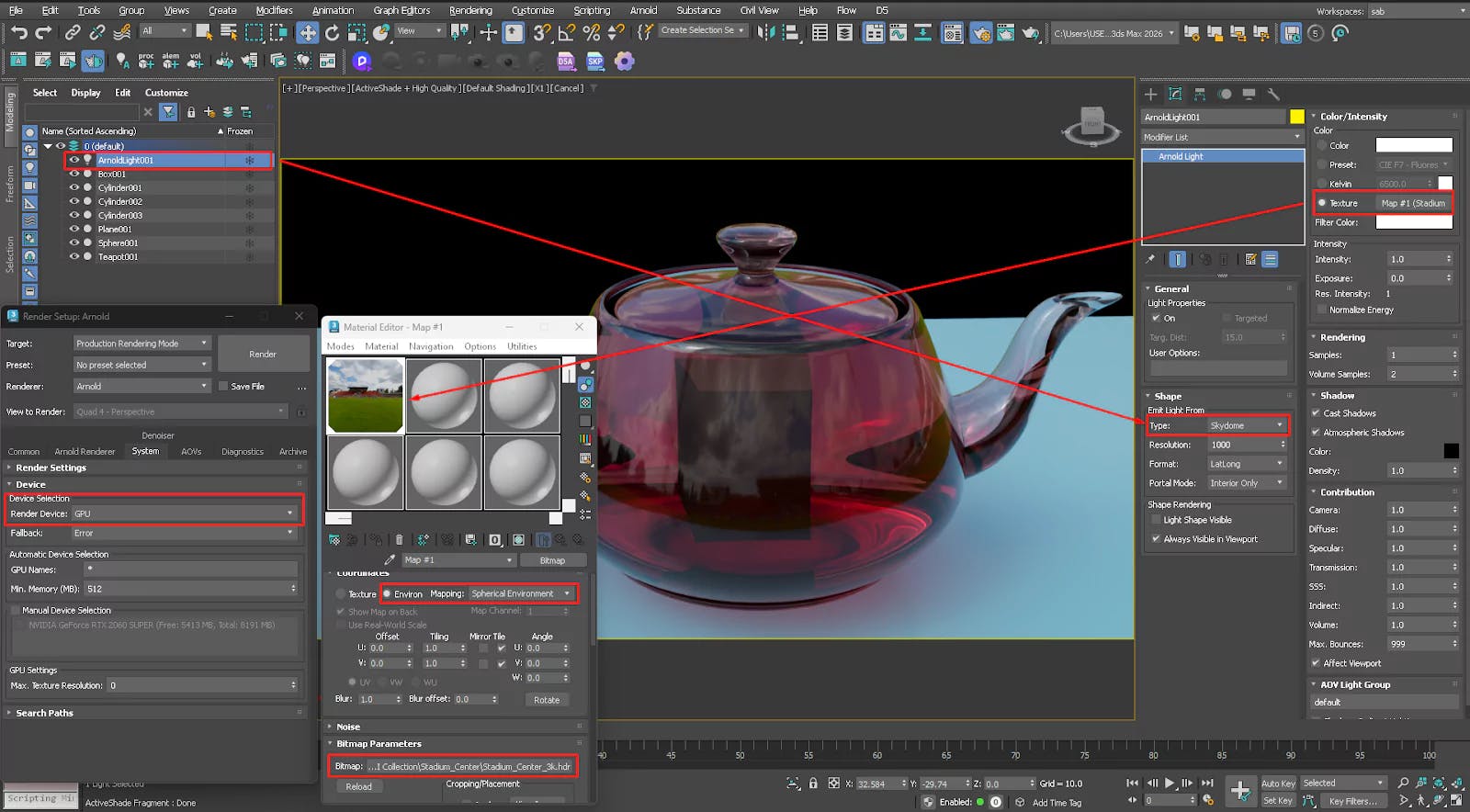 3ds Max Arnold HDRI Setup