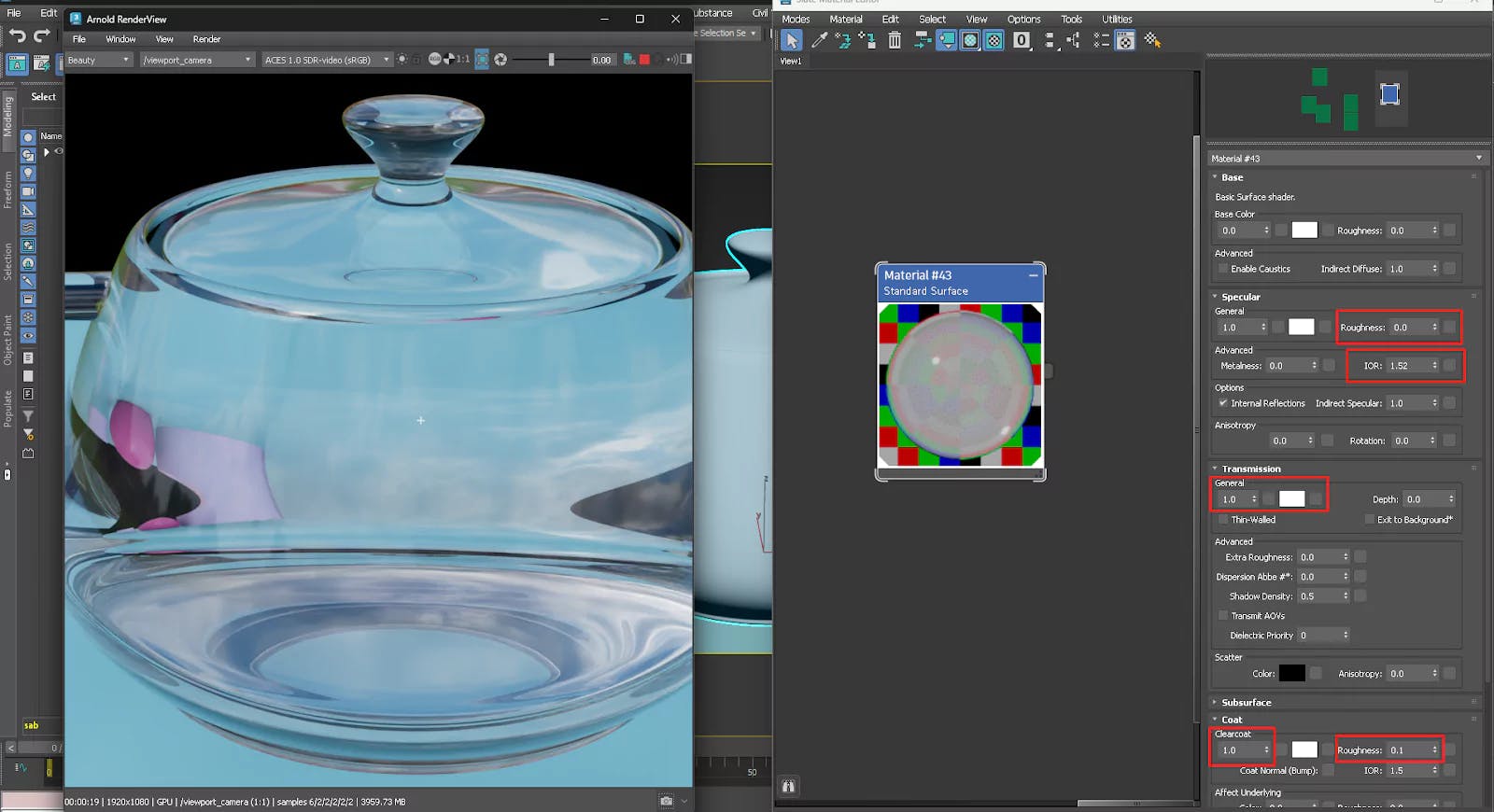 3ds Max Arnold Standard Surface Material Glass Material