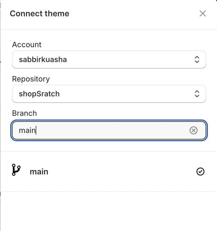 Select Main Branch