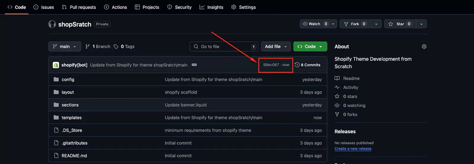 Shopify GitHub Commit