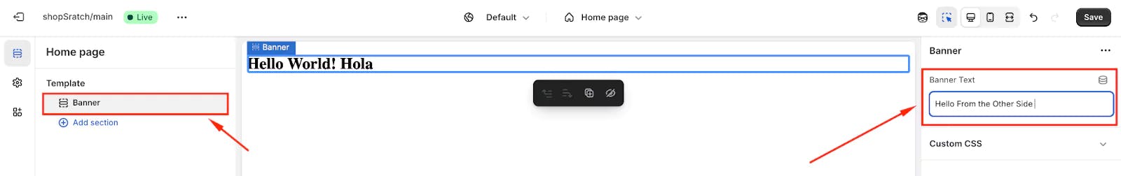 Edit Banner Text
