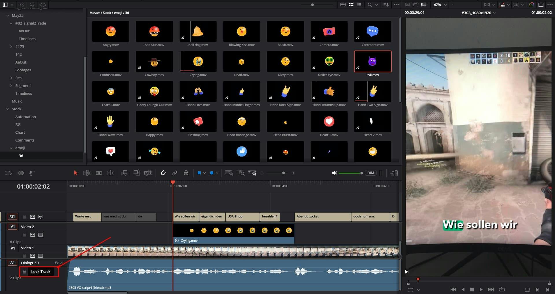 Step 3: Lock the Audio Track