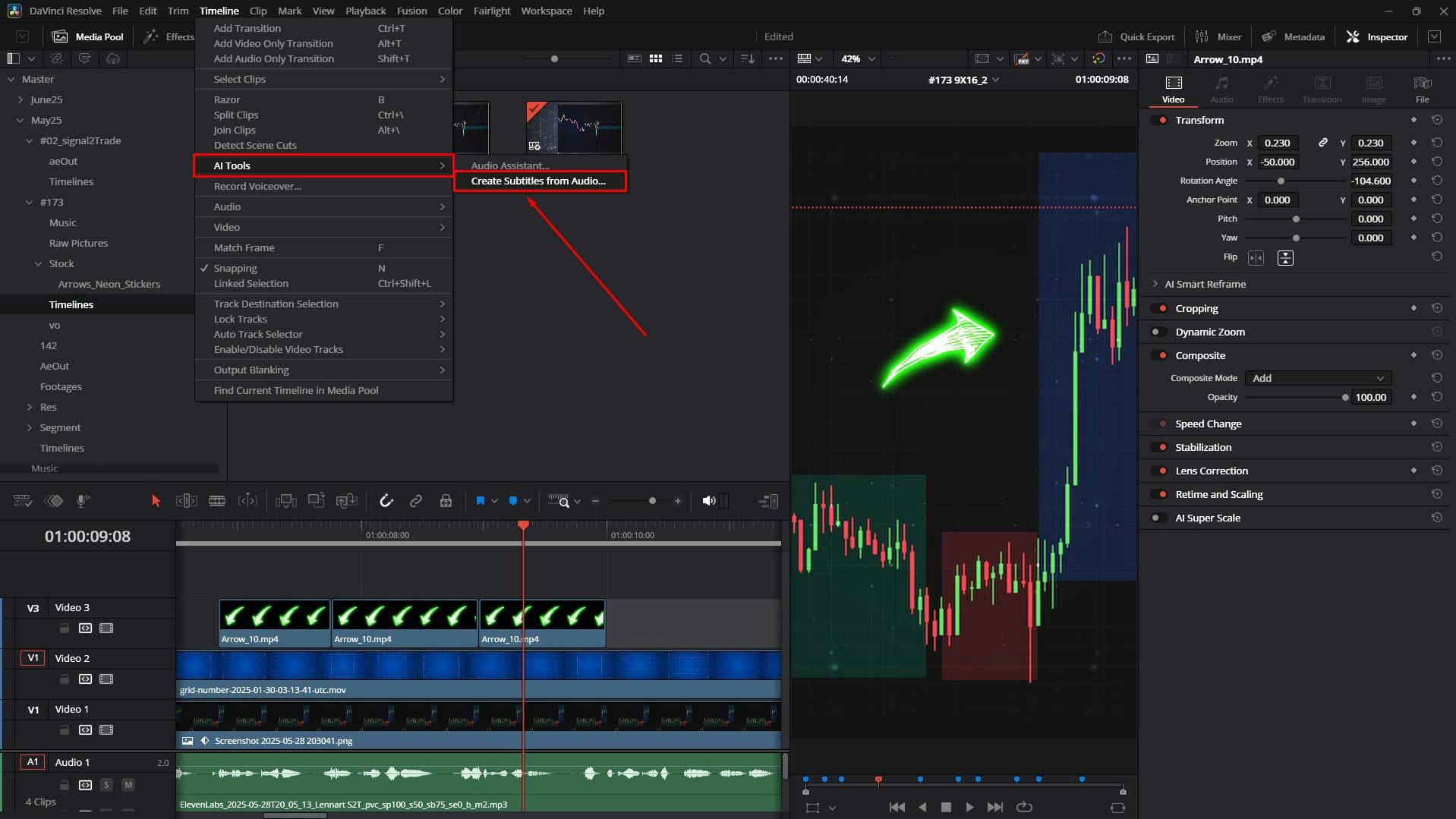 Da Vinci Resolve Create Subtitles from Audio