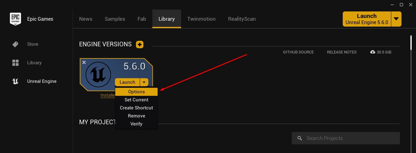 Unreal Options for Installing MetaHuman Core Data