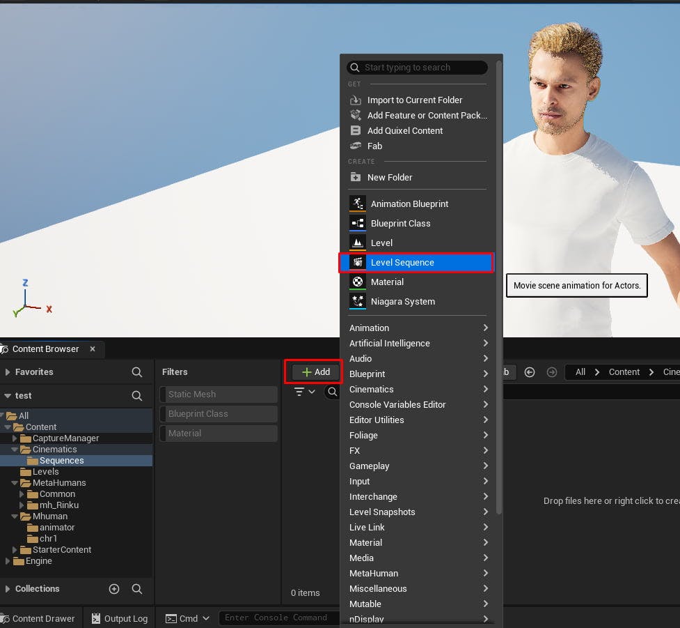 Unreal Create New Level Sequence