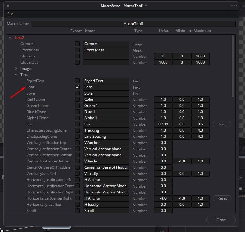Select configuration settings for Tools