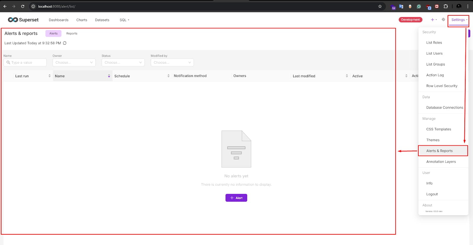 Superset Docker Alert and reports Feature Flag