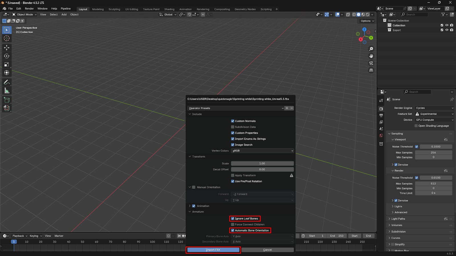 quickmagic mocap fbx import settings