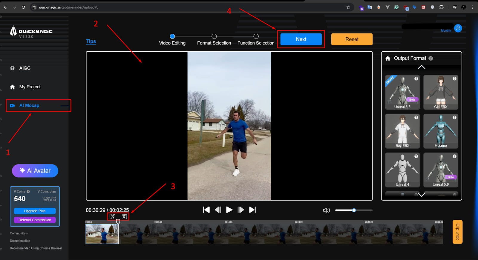 quick magic ai import video