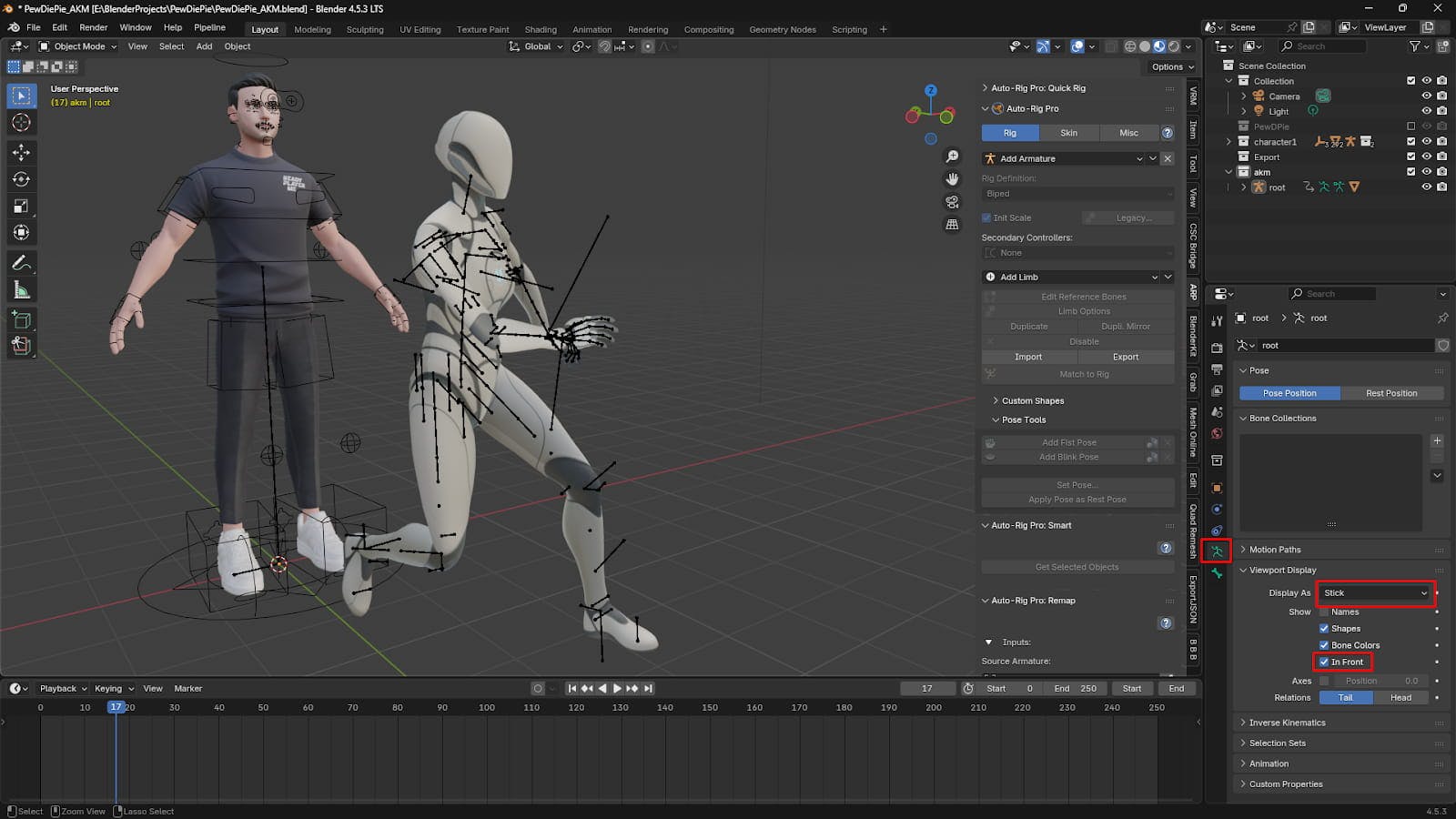 Change Armature Display Setting to In Front