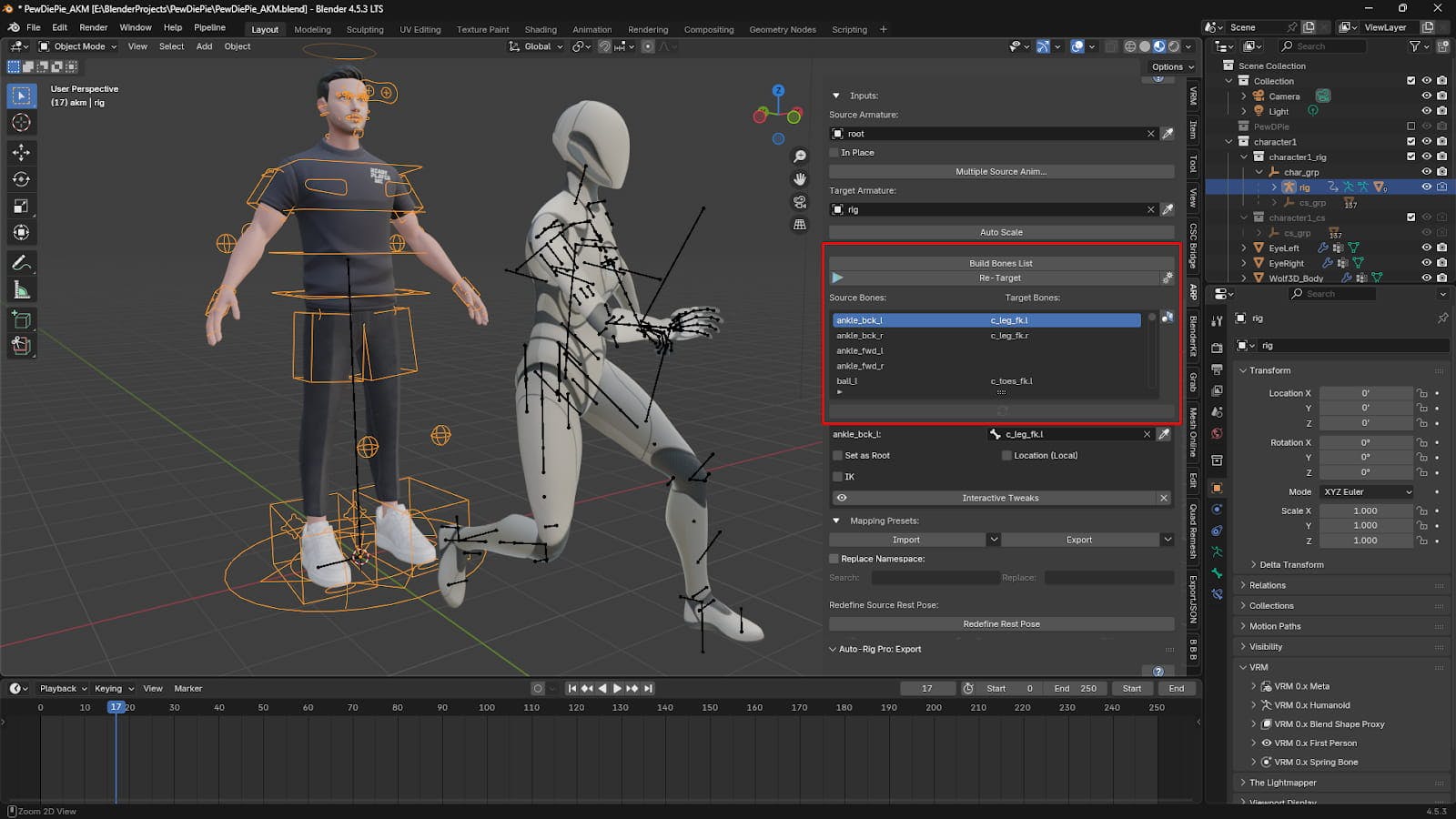 Pressing the &#39;Build Bones List&#39; button in Auto-Rig Pro.