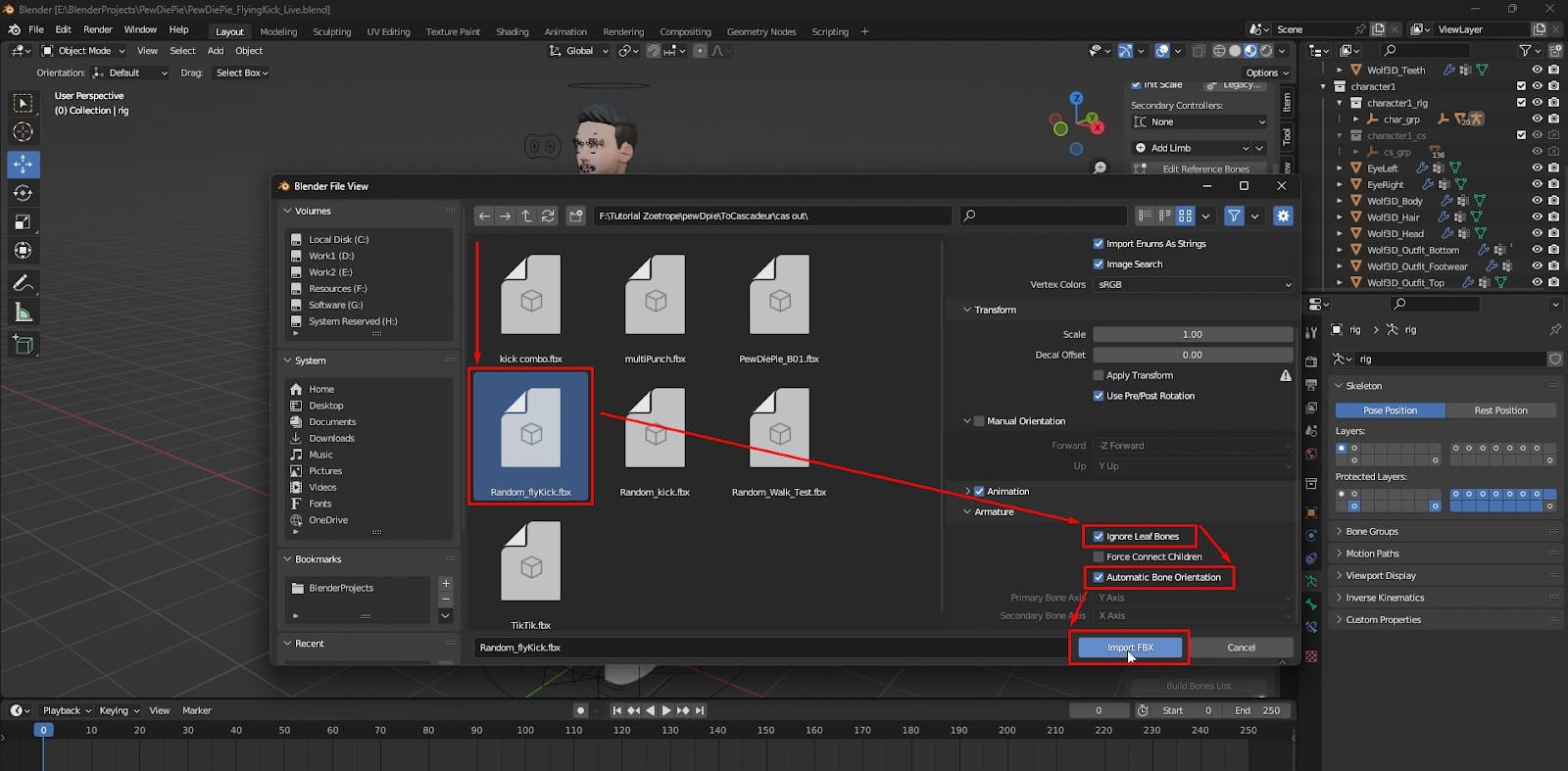 Blender FBX import settings
