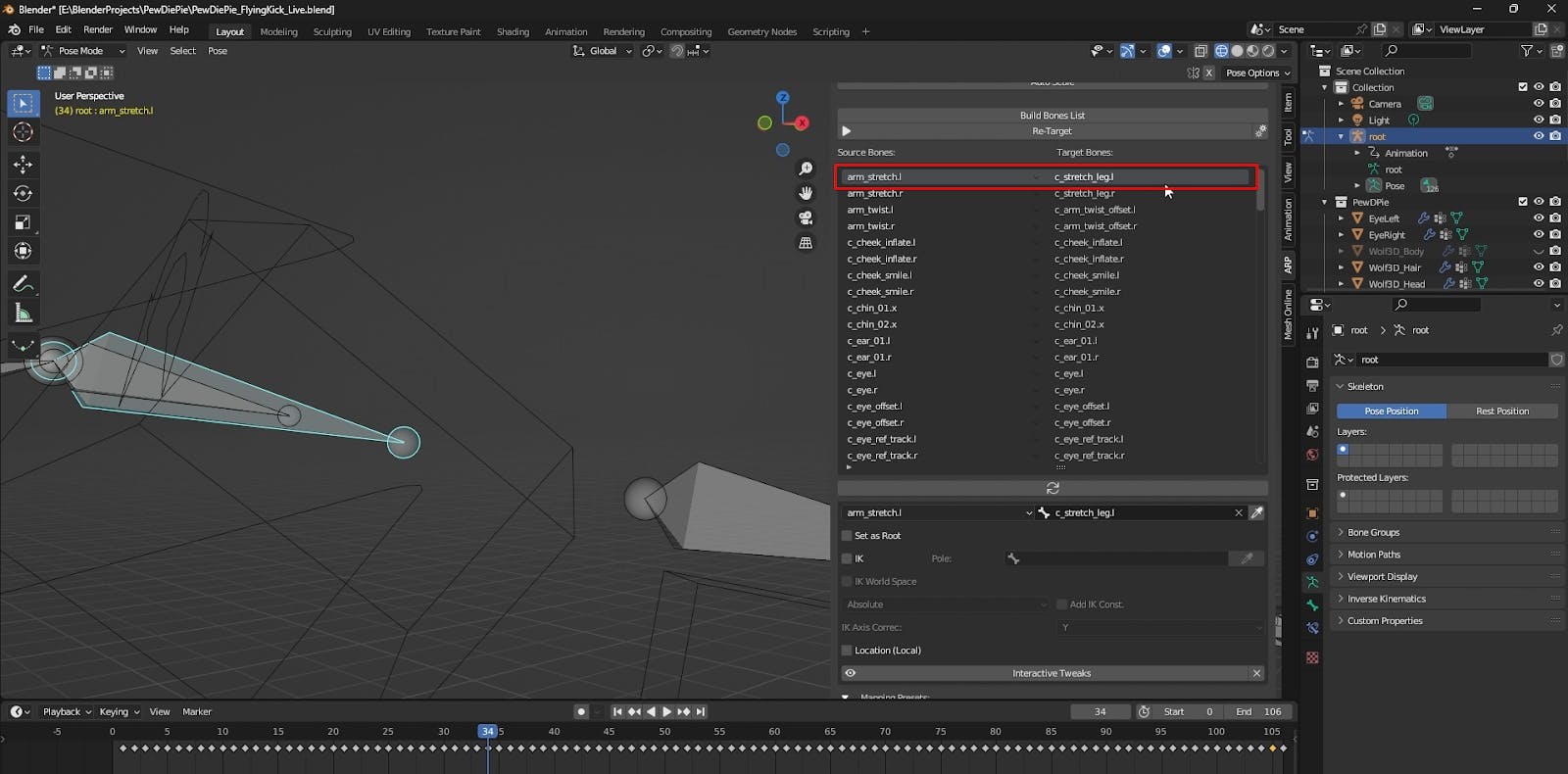 Manually correcting a mismatched bone in the list