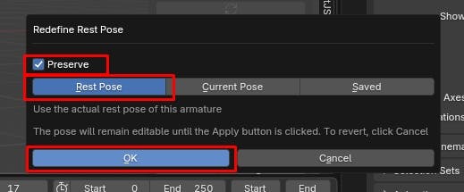 Preserve Rest Pose dialog box