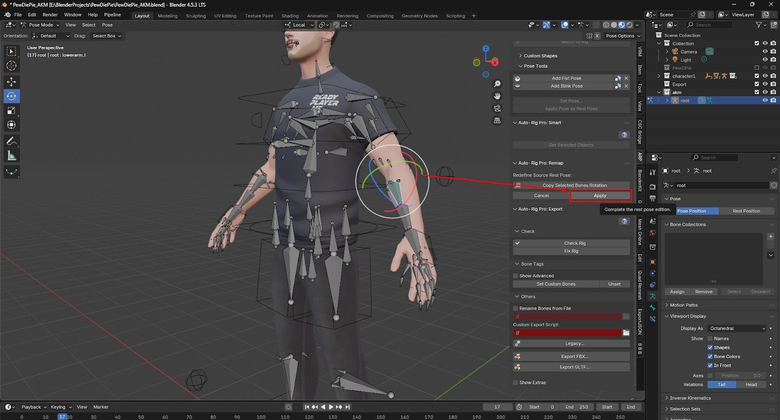 Applying the corrected hand rotation