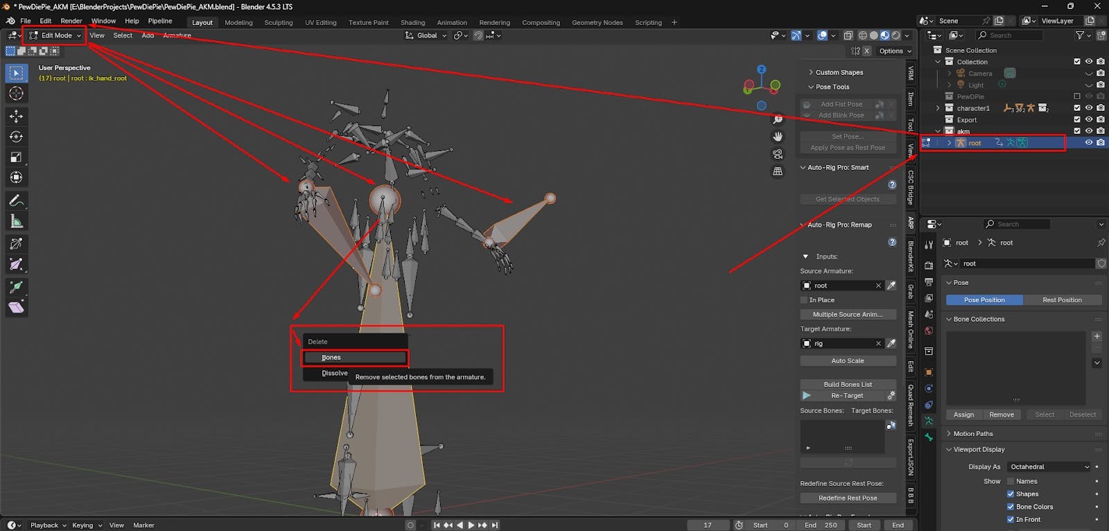 Removing unwanted bones from the list