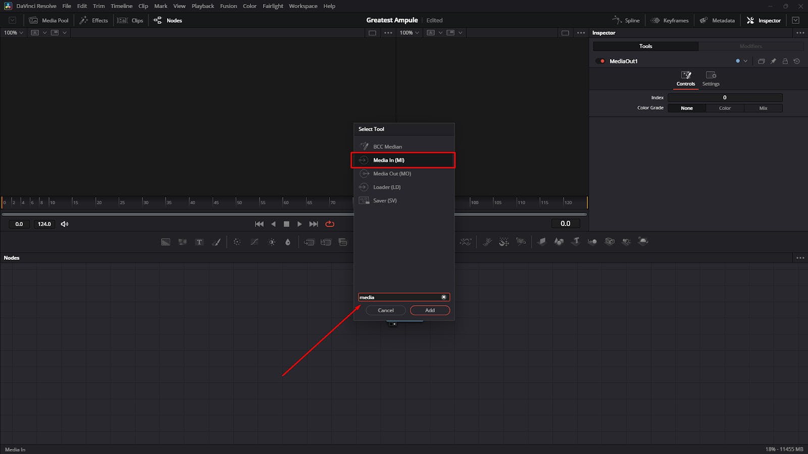 Add a Media In Node or Tool