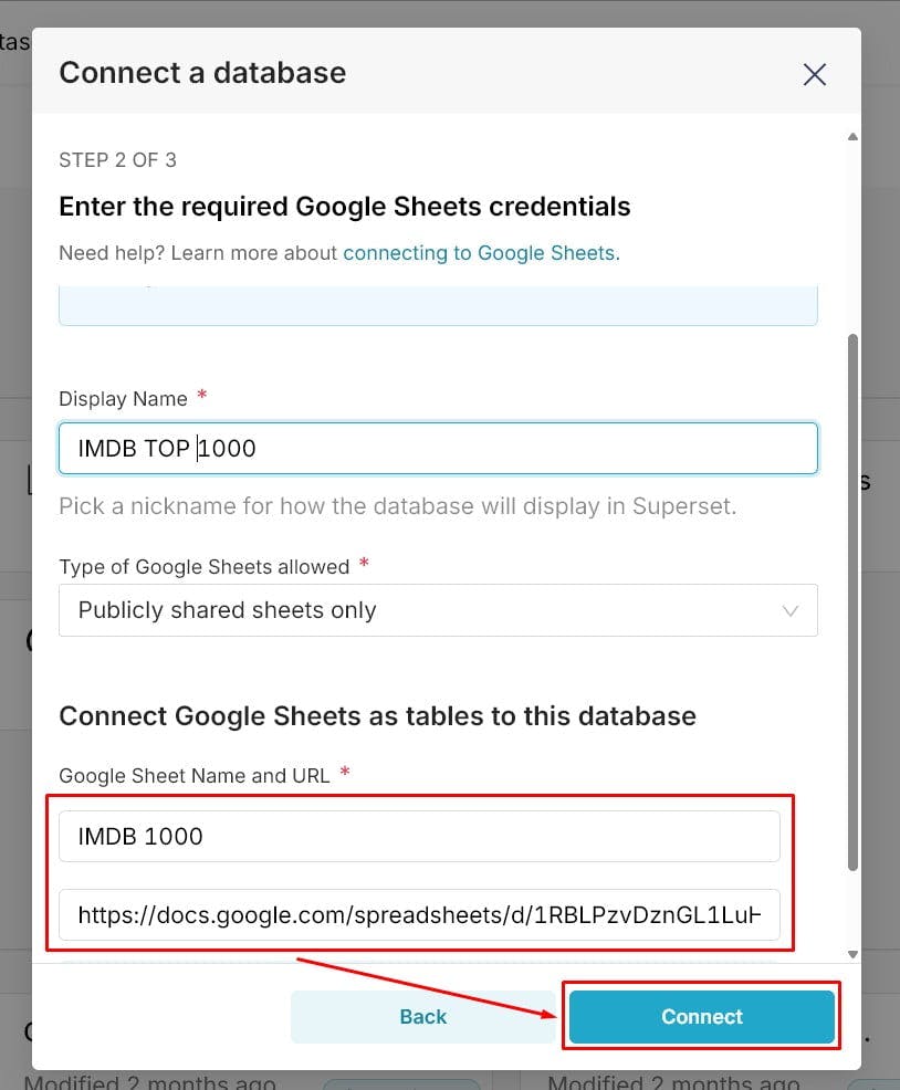 Apache Superset Connect to Google Sheet