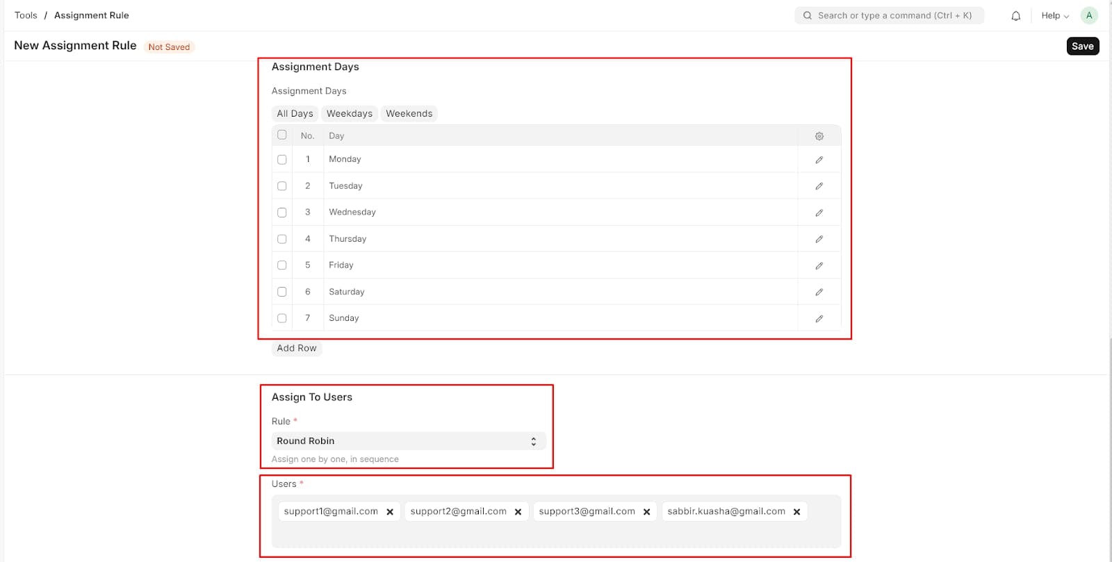Assignment Rule Settings