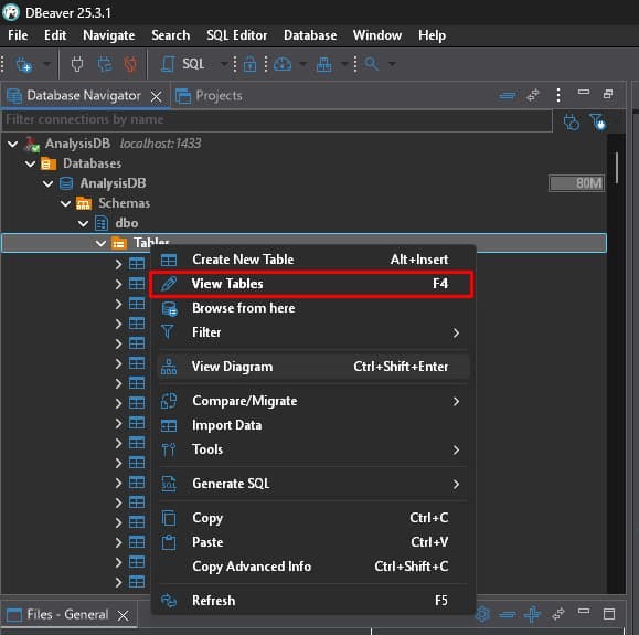 DBeaver View Table &amp; Diagram