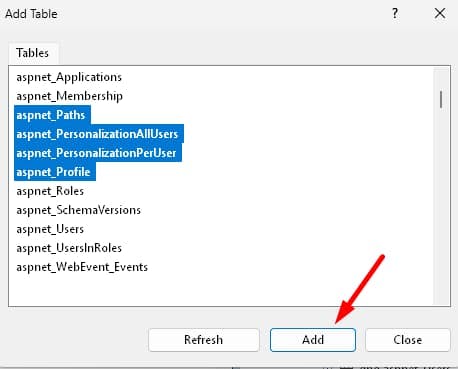 Select Tables to generate an ER Diagram in SSMS