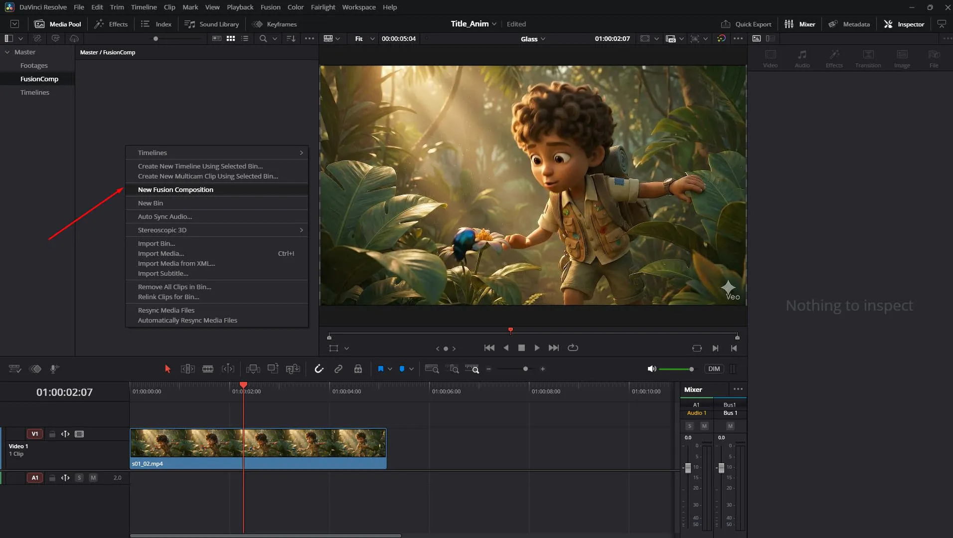 Create a new Fusion Composition