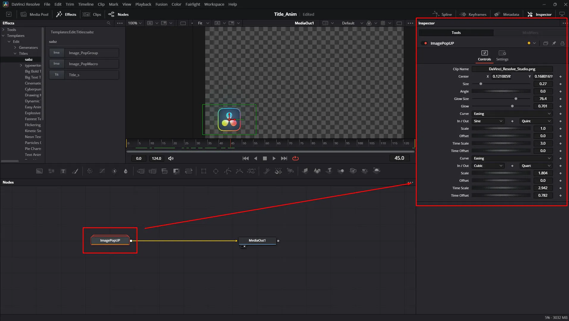 DaVinci Macro Default Inspector Setting Page