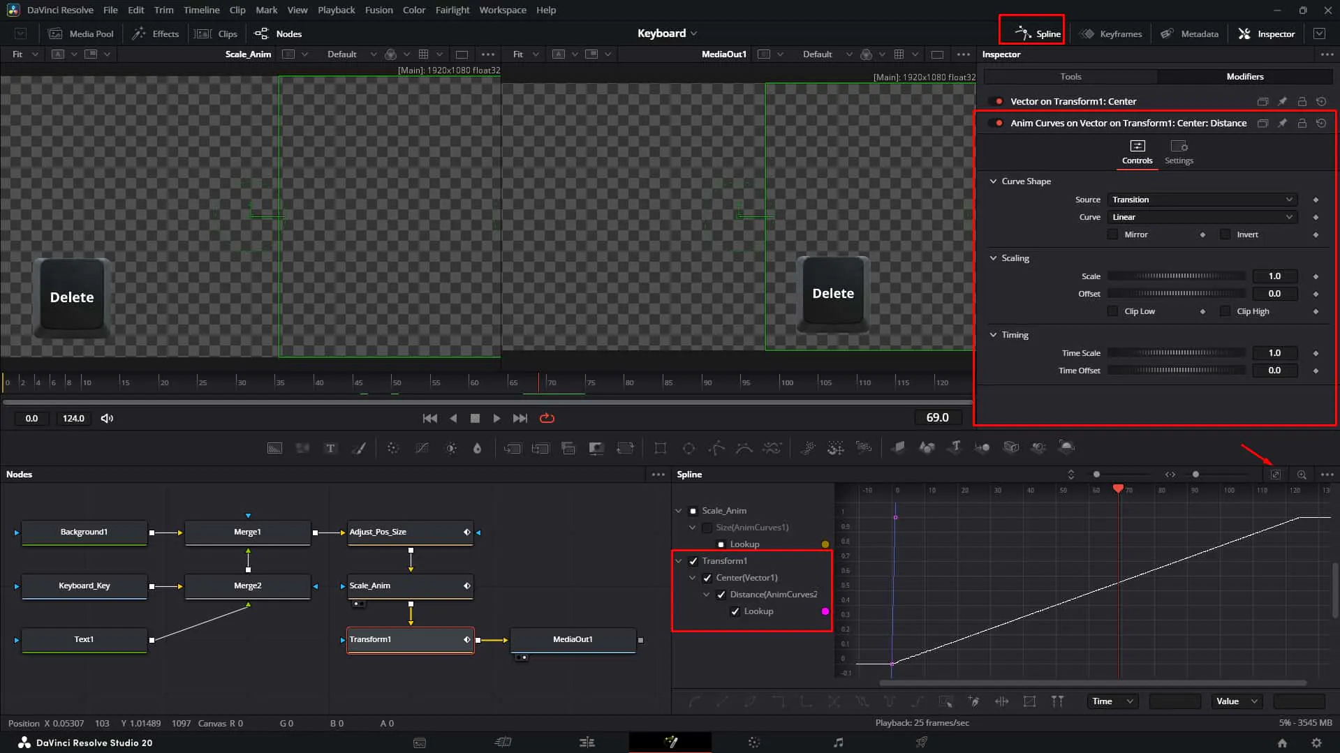 Check the Animation curve on Spline window
