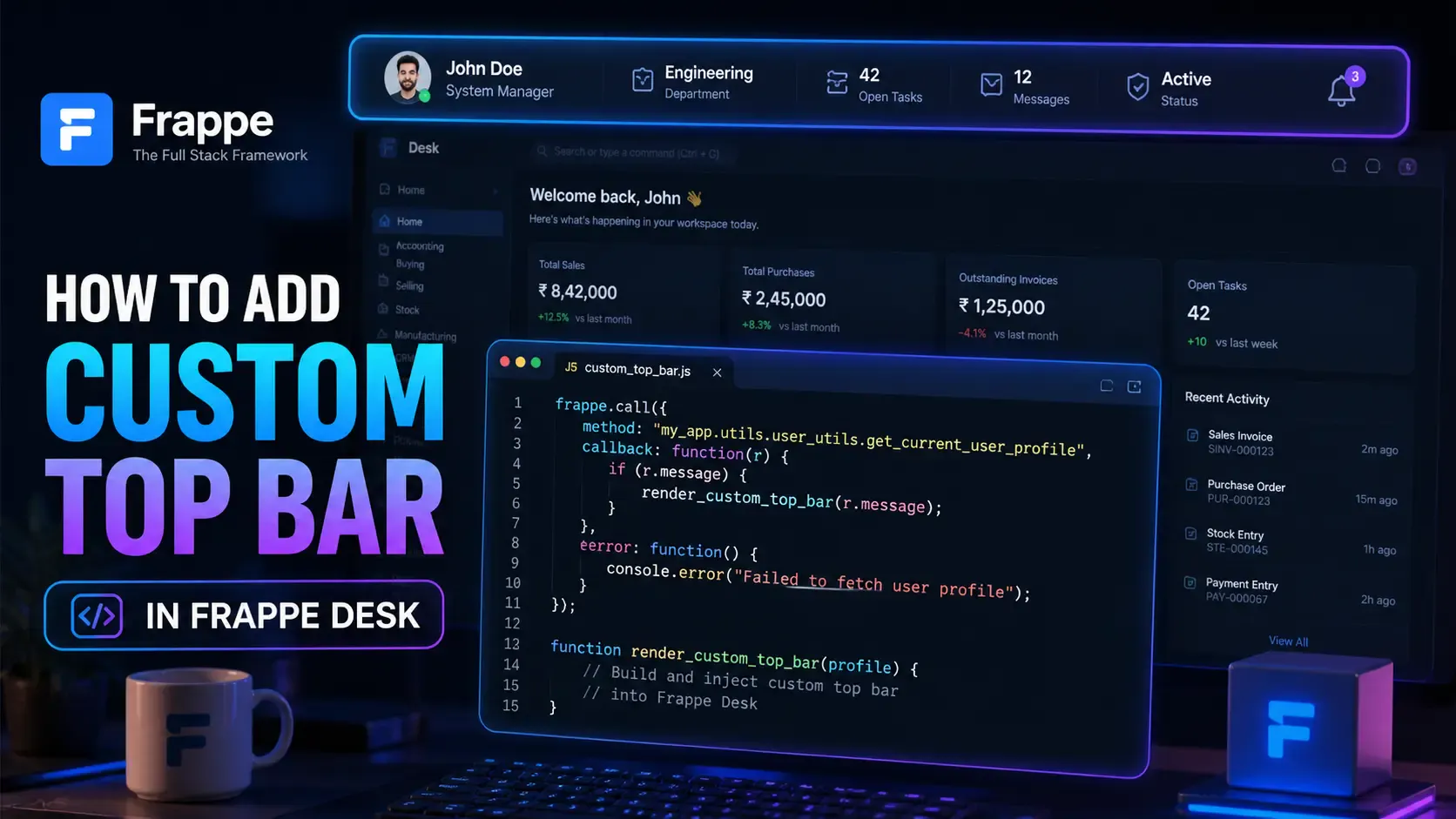 Frappe Custom UI Add custom top bar