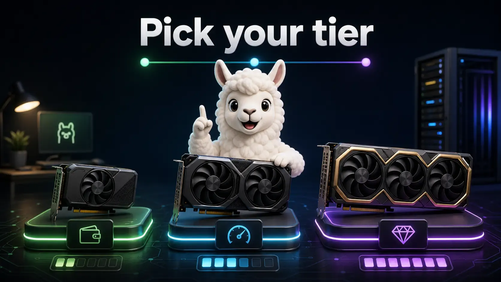 GPU buying tiers for Ollama showing budget, mid-range, and high-end cards