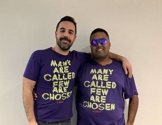 Sumeet (right) in his fundraising uniform. source: Twitter