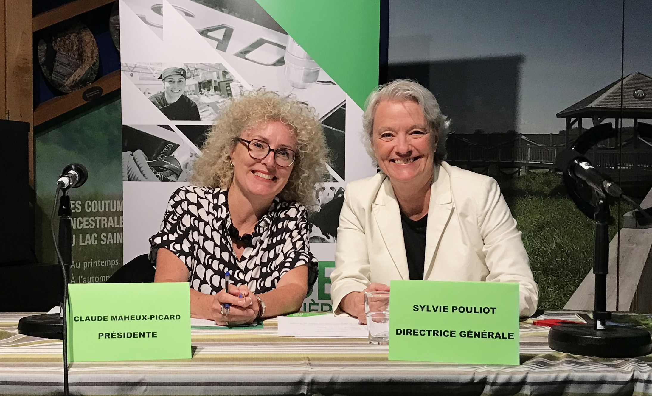 Claude Maheux-Picard, présidente du conseil d'administration en compagnie de Sylvie Pouliot, directrice générale de la SADC Pierre-De Saurel lors de l’assemblée générale annuelle le 28 mai dernier au Biophare.