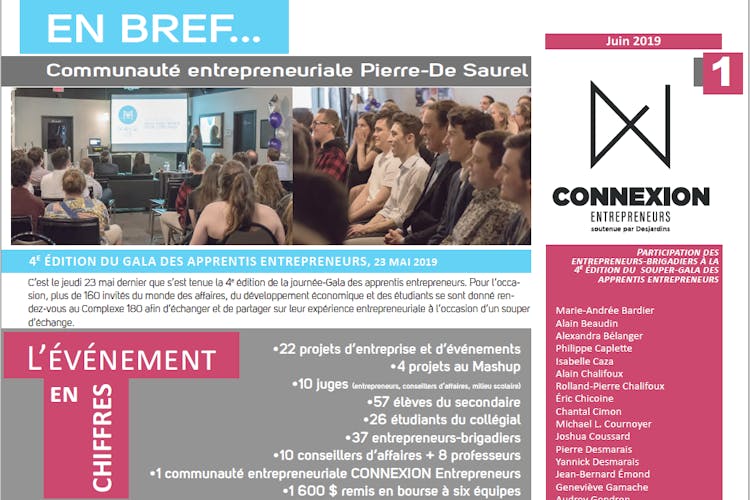 Bulletin En Bref - 4e édition du Gala des apprentis entrepreneurs du 23 mai 2019.