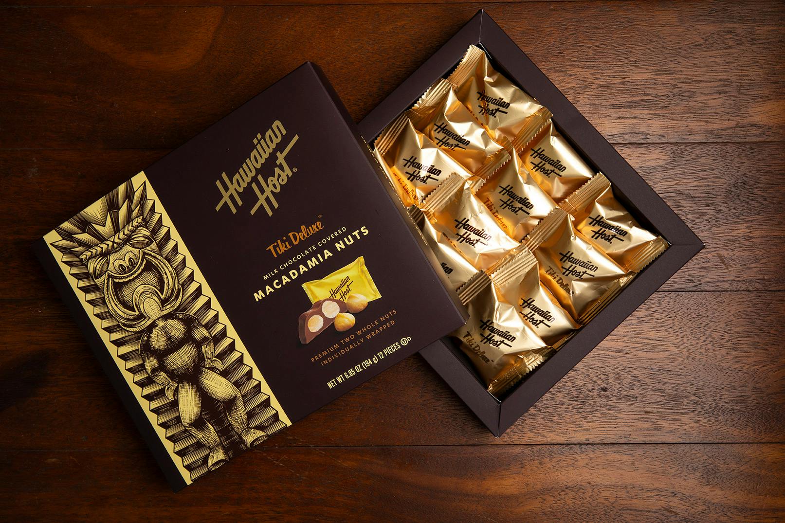 Hawaiian Host Tiki Deluxe Packaging open