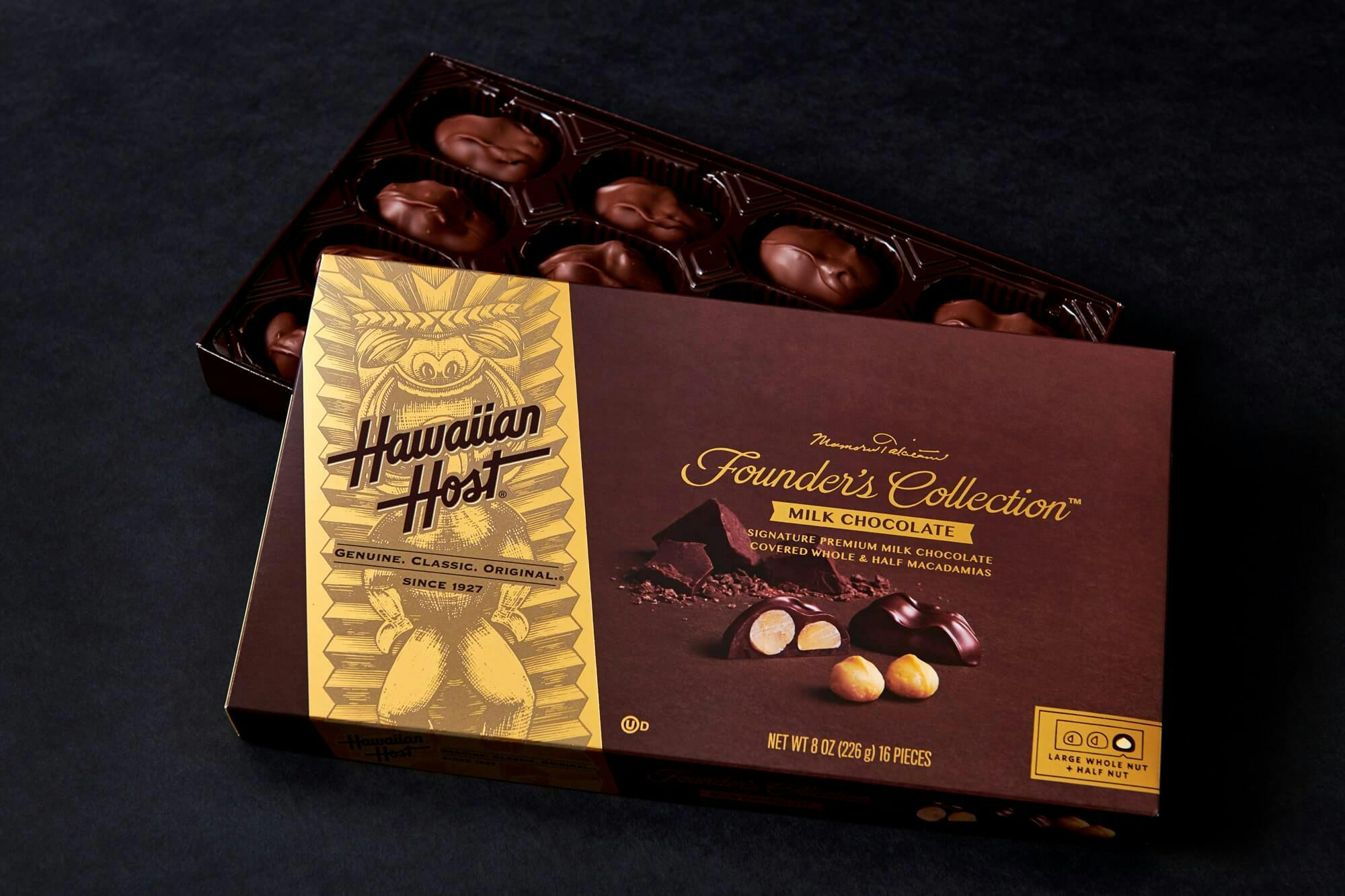 Hawaiian Host Founder's Collection Macadamia Nut & Chocolate Packaging